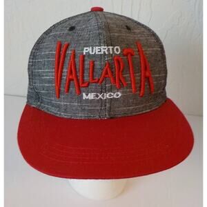 Puerto Vallarta Mexico Baseball Cap Hat Red Black Men One Size Embroidery
